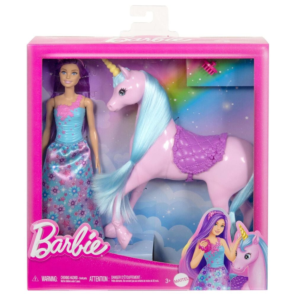 Barbie Magical Doll and Unicorn Toy Set in Turquoise, , large