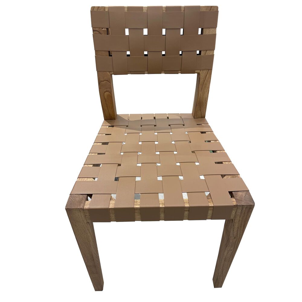 Nest Home Collections Metal and Wood Pedestal Dining Table and 8 Faux Leather Strapped Side Chairs, , large