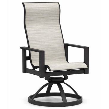 Homecrest Elements High Back Dining Swivel Rocker Sling Chair with Cameo II Fabric in Carbon, , large