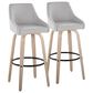 LumiSource Hannah Swivel Bar Stool with Grey Fabric Upholstery in Whitewashed and Black (Set of 2), , large