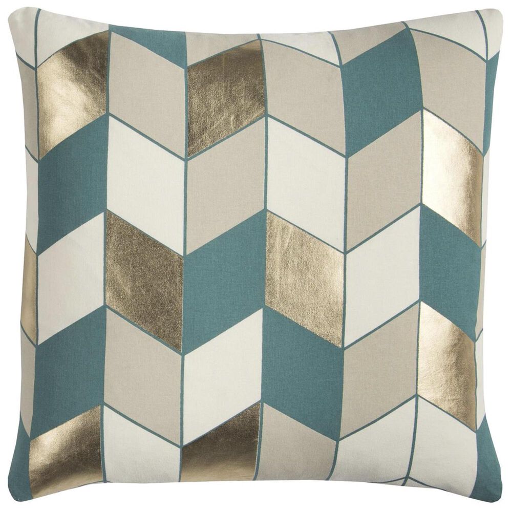 Rizzy Home Rachel Kate 20" x 20" Poly-Fill Pillow in Blue, Gold, White and Tan, , large