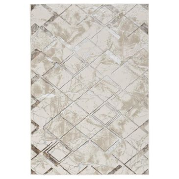 Nourison Glitz 5"3" x 7"3" Ivory and Grey Area Rug, , large