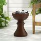Hearth and Haven Outdoor Hourglass Concrete Side Table with Horizontal Ridges Design in Brown, , large