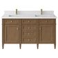James Martin Brittany 60" Double Bathroom Vanity in Pecan with Single Hole 3 cm White Zeus Silestone Top and Rectangular Sinks, , large