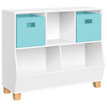 RiverRidge Home Catch-All 5-Cubby Toy Organizer with 2-Aqua Bin in White, , large