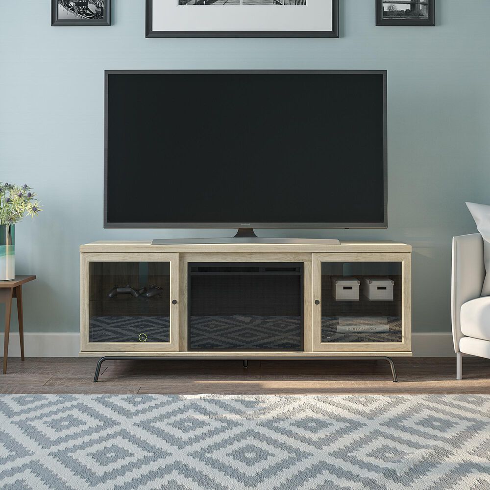 DHP Marabella 70&quot; TV Stand with Fireplace in Blonde Oak, , large