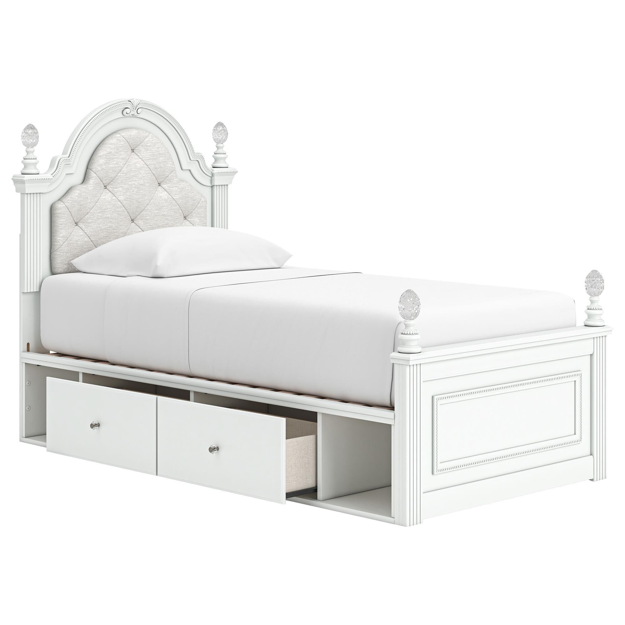 Ashley Kozlani 4-Piece Twin Panel Storage Bedroom Set in Matte White