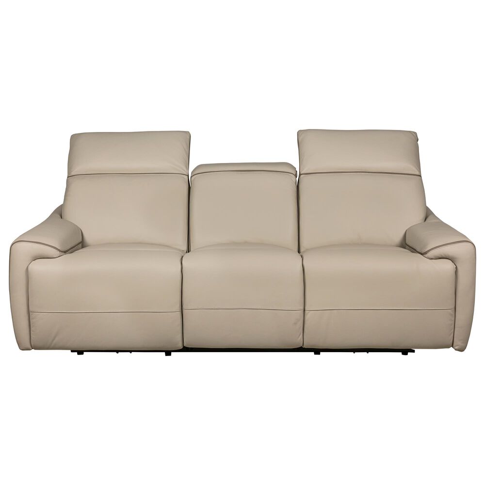 Superb Leather Power Motion Sofa with Power Headrest in Myrtle Light Grey, , large