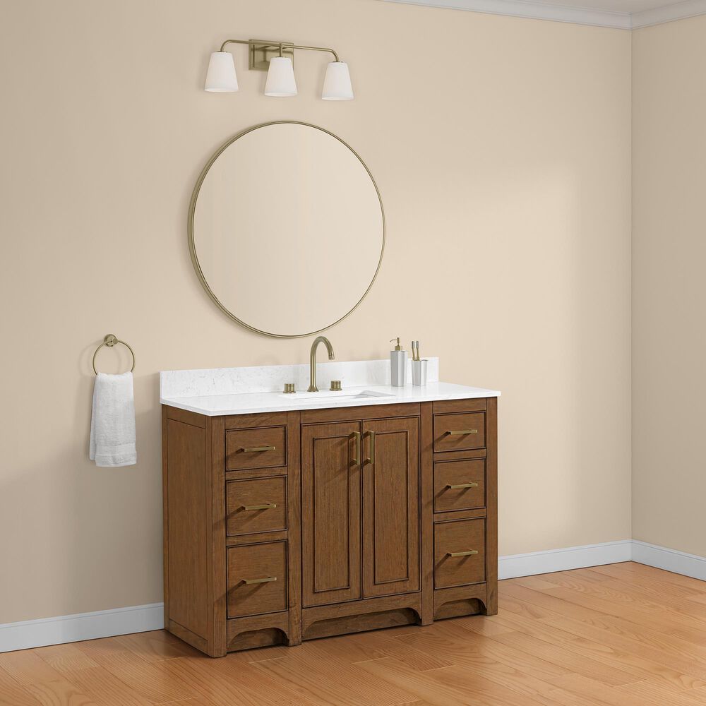 37B Lucerne 48" Single Bathroom Vanity in Dark Maplewood with Marble Top and Backsplash, , large