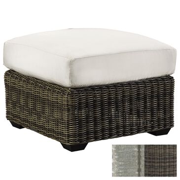 Venture Oasis Wicker Ottoman with Pewter Cushion in Ash Gray, , large