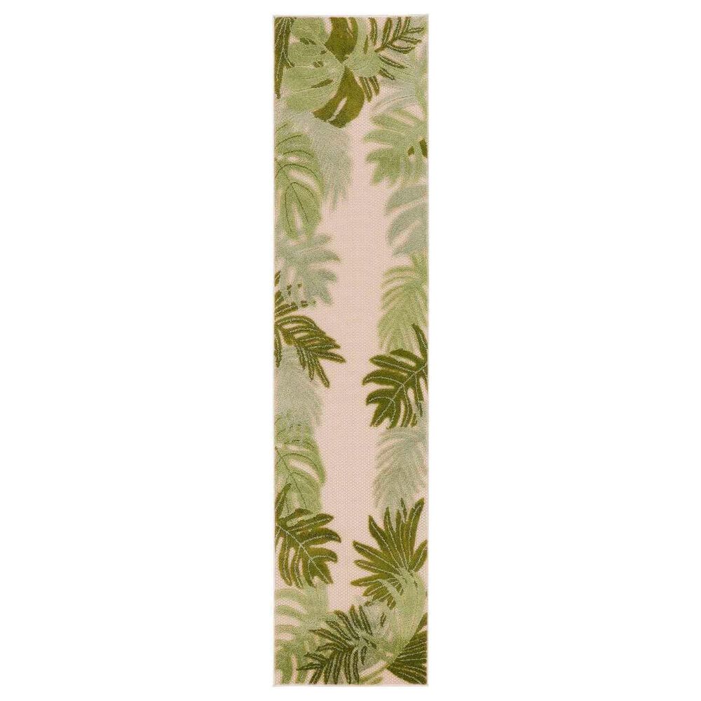 Nourison Aloha ALH40 2"3" x 8" Ivory and Green Indoor/Outdoor Runner, , large