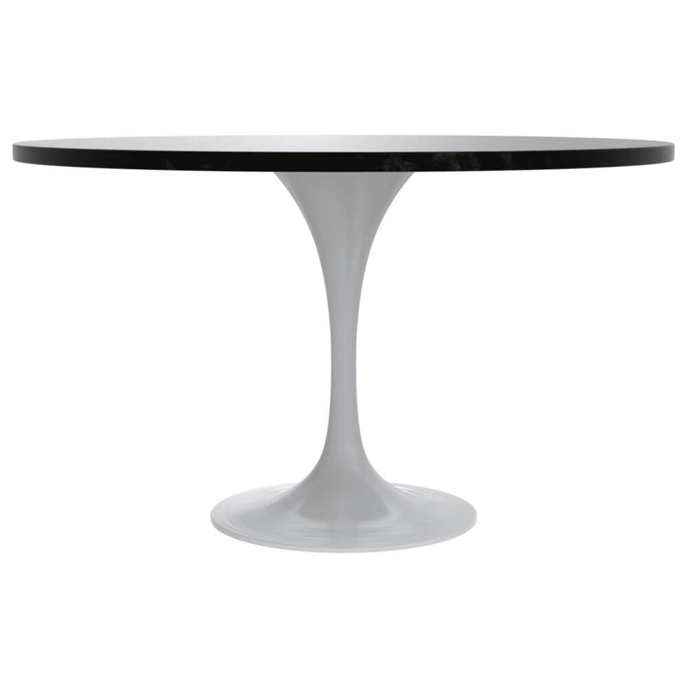 Leisuremod LeisureMod Verve Collection 48 Round Dining Table, White Base with Black MDF Top, , large