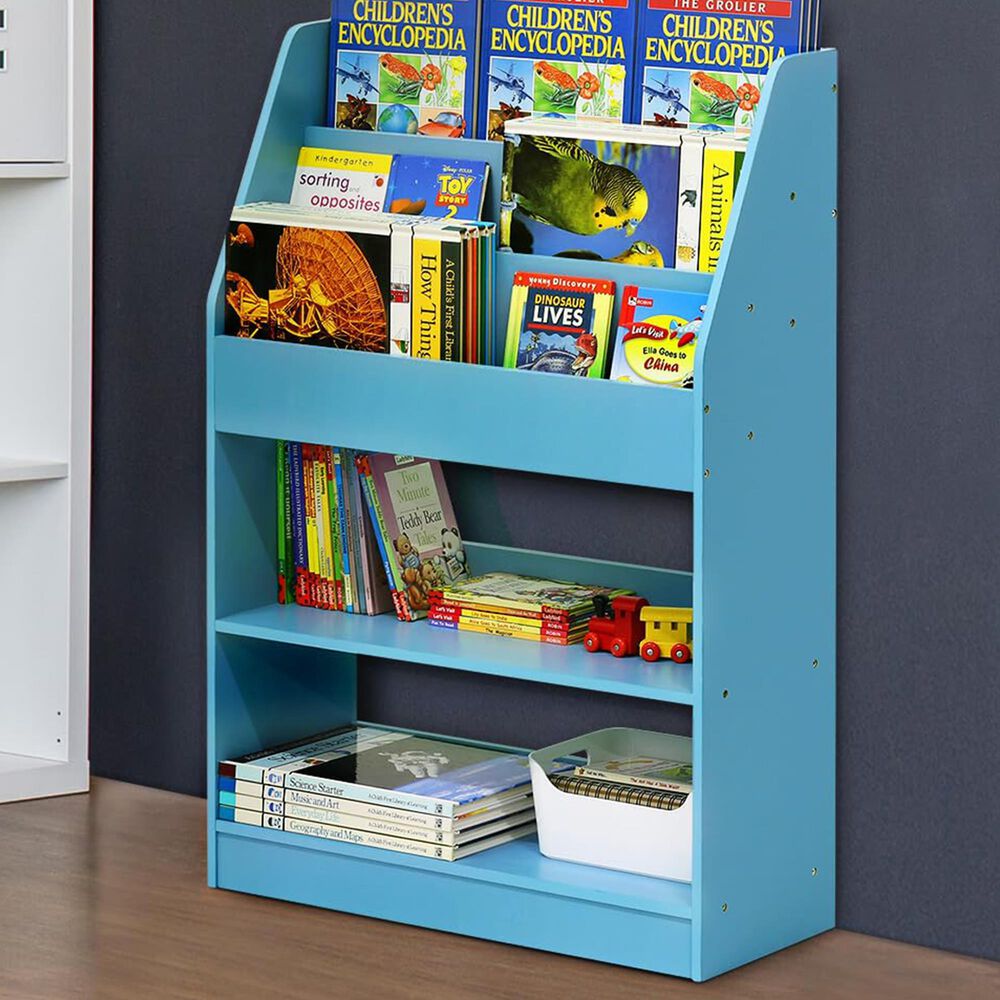 HOMLUX 5-Tier Magazine Bookshelf in Light Blue, , large