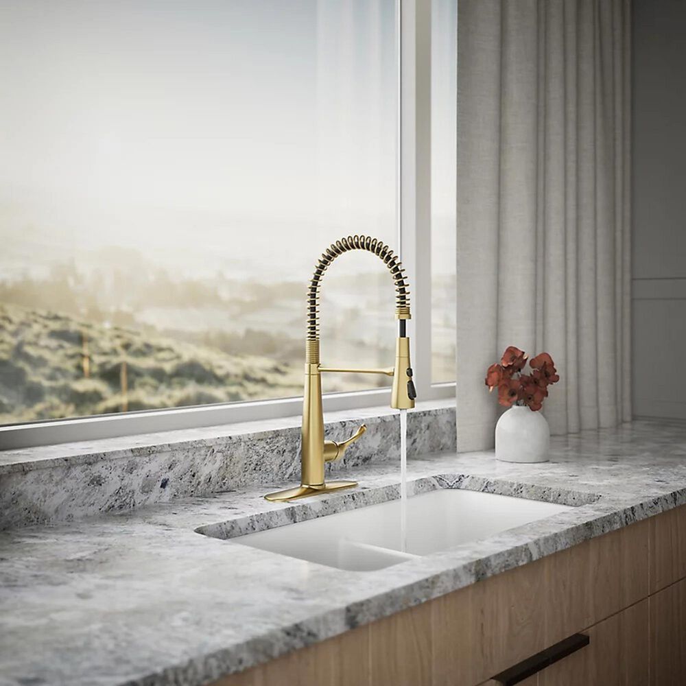 Kohler Simplice Semi-Professional Kitchen Sink Faucet in Vibrant Brushed Moderne Brass, , large