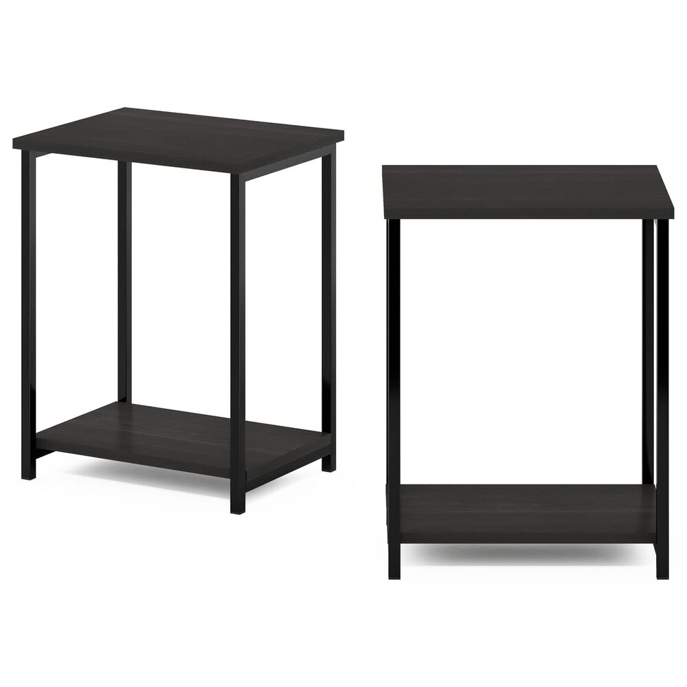 HOMLUX 2-Tier Metal Frame End Table with Open Shelf in Espresso and Black (Set of 2), , large