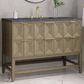 James Martin Vanities Emmeline 48" Single Vanity in Pebble Oak with 3 cm Parisien Bleu Quartz Top, , large