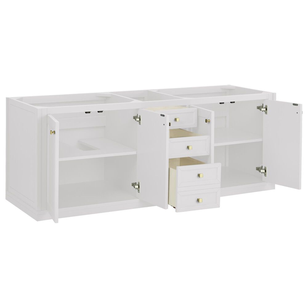 James Martin Vanities Chicago 72" Double Bathroom Vanity in Glossy White with 3 cm Ethereal Noctis Quartz Top, Rectangular Sinks and FreePower Wireless Charger, , large