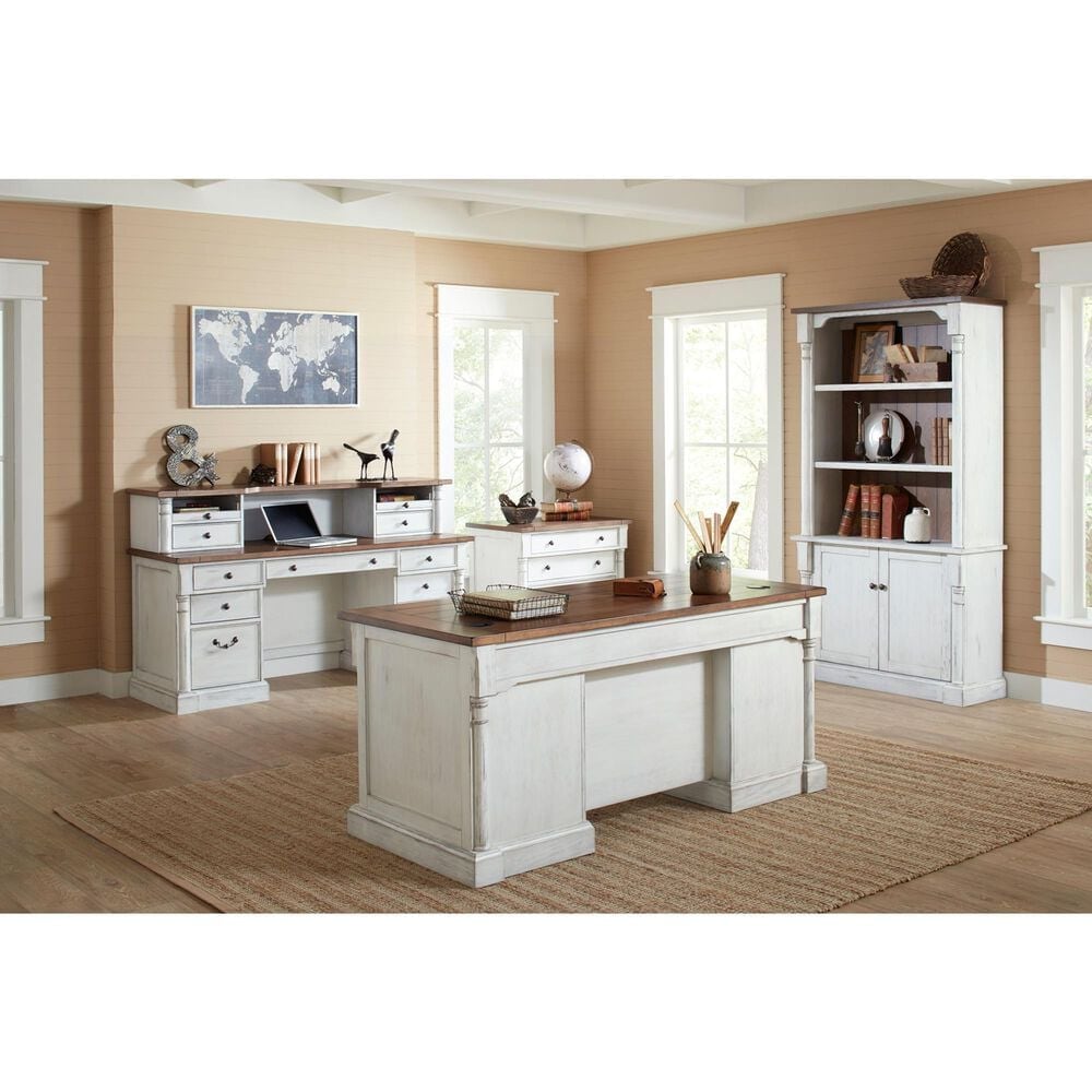 Wycliff Bay Durham 3-Shelf Adjustable Bookcase in Weathered White and Cherry, , large