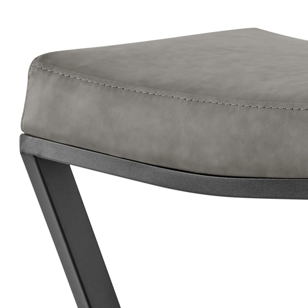Blue River Atlantis 26&quot; Backless Counter Stool with Matte Black Iron and Vintage Gray Faux Leather, , large