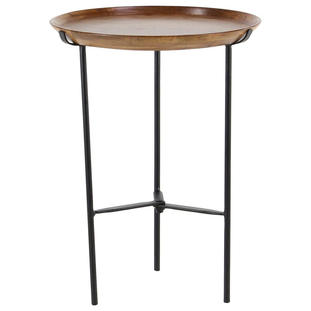 Uma Enterprises 16" Industrial Accent Table in Brown and Black, , large