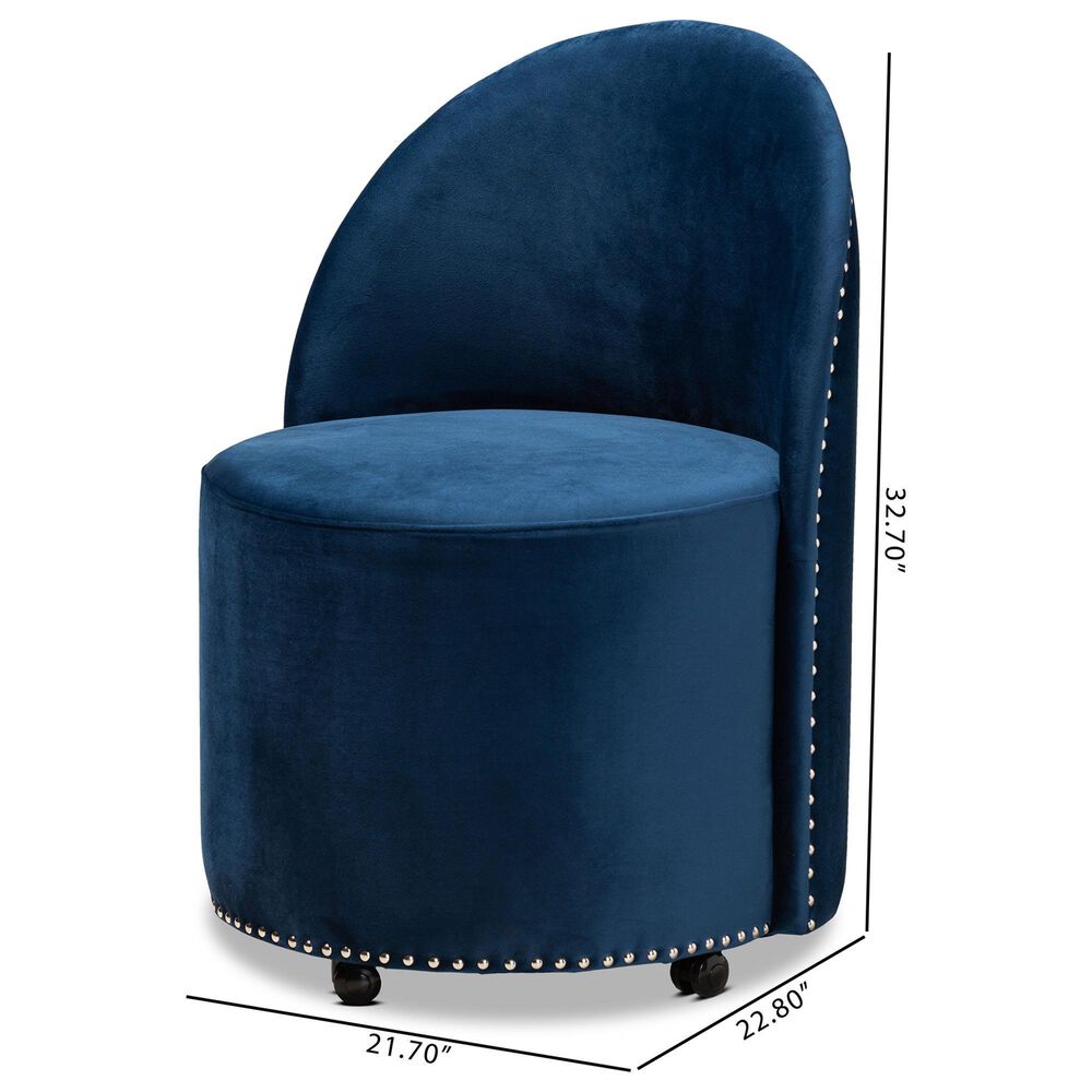 Baxton Studio Bethel Accent Chair in Navy Blue, , large