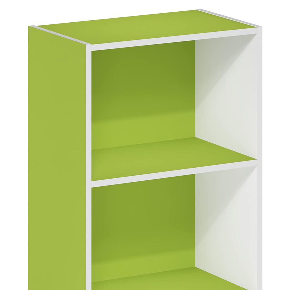 HOMLUX 3-Tier Open Shelf Bookcase in Green and White, , large