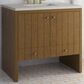 James Martin Hudson 36" Single Bathroom Vanity in Honey Oak with 3 cm Siberian Silestone Top and Rectangular Sink, , large