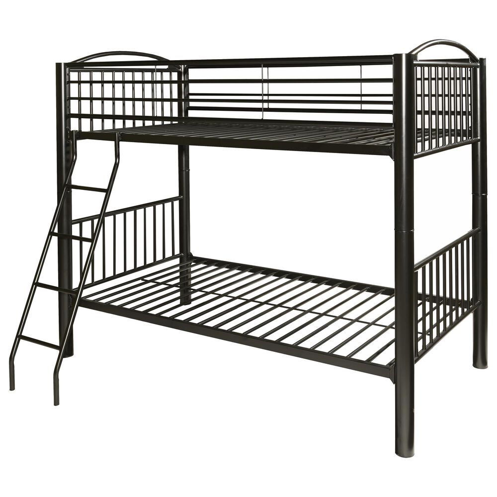 Linon Home Decor Heavy Twin Over Twin Bunk Bed in Black, , large