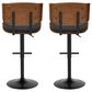LumiSource Lombardi Adjustable Swivel Barstool with Espresso Faux Leather Upholstery in Black and Walnut (Set of 2), , large