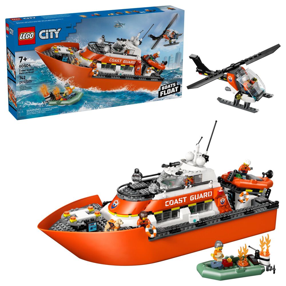 LEGO City Coast Guard Rescue Boat and Helicopter Building Set, , large