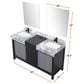 Lexora Home Zilara 60" Double Bathroom Vanity in Black and Grey with 11 cm Castle Grey Marble Top and Rectangular Sinks, , large