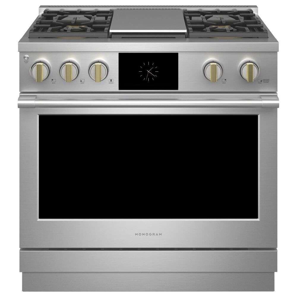 Monogram 36" Dual-Fuel Professional Range with 4 Burners and Griddle in Stainless Steel, , large