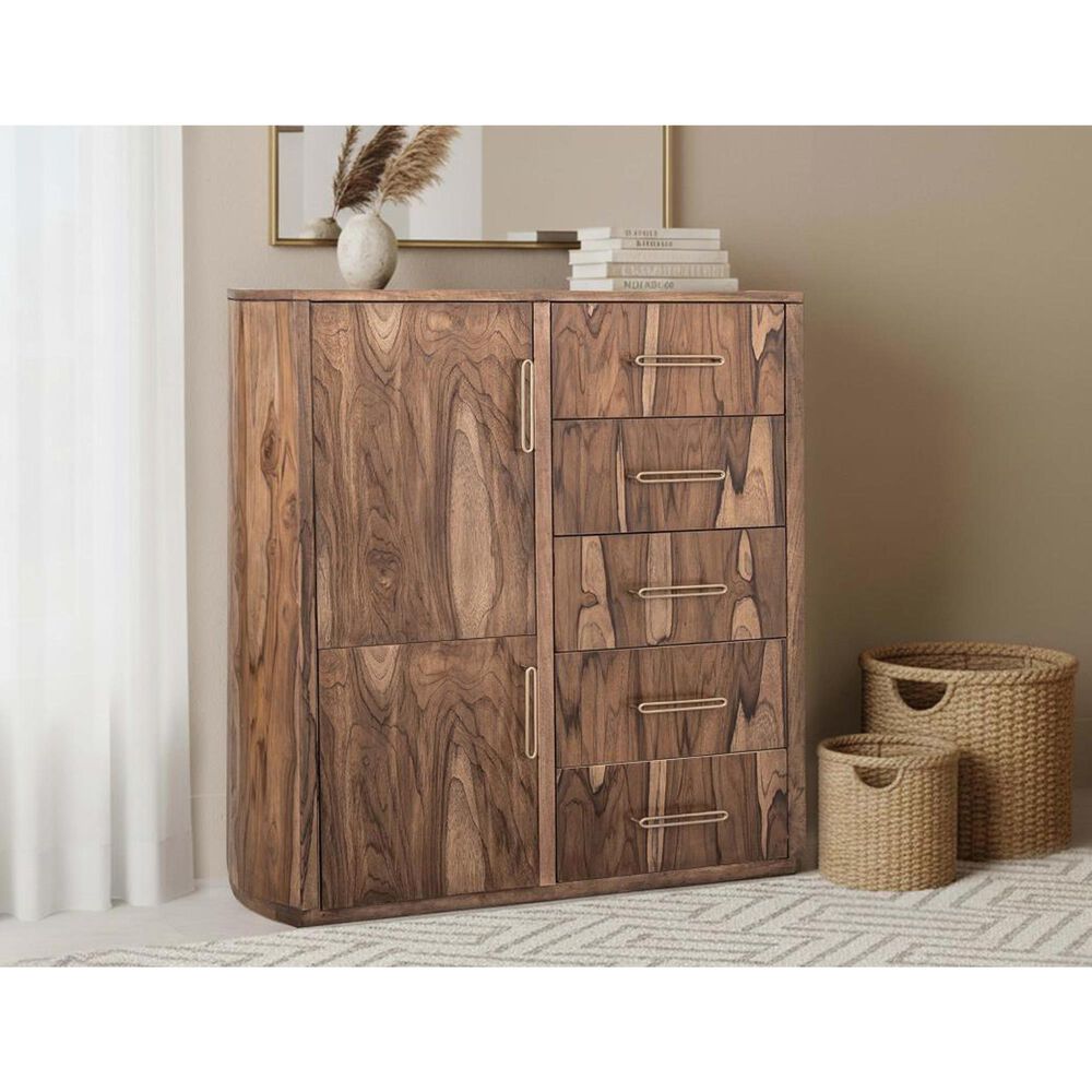 Fallridge Balam 5-Drawer Gentleman Chest in Stained Brown, , large