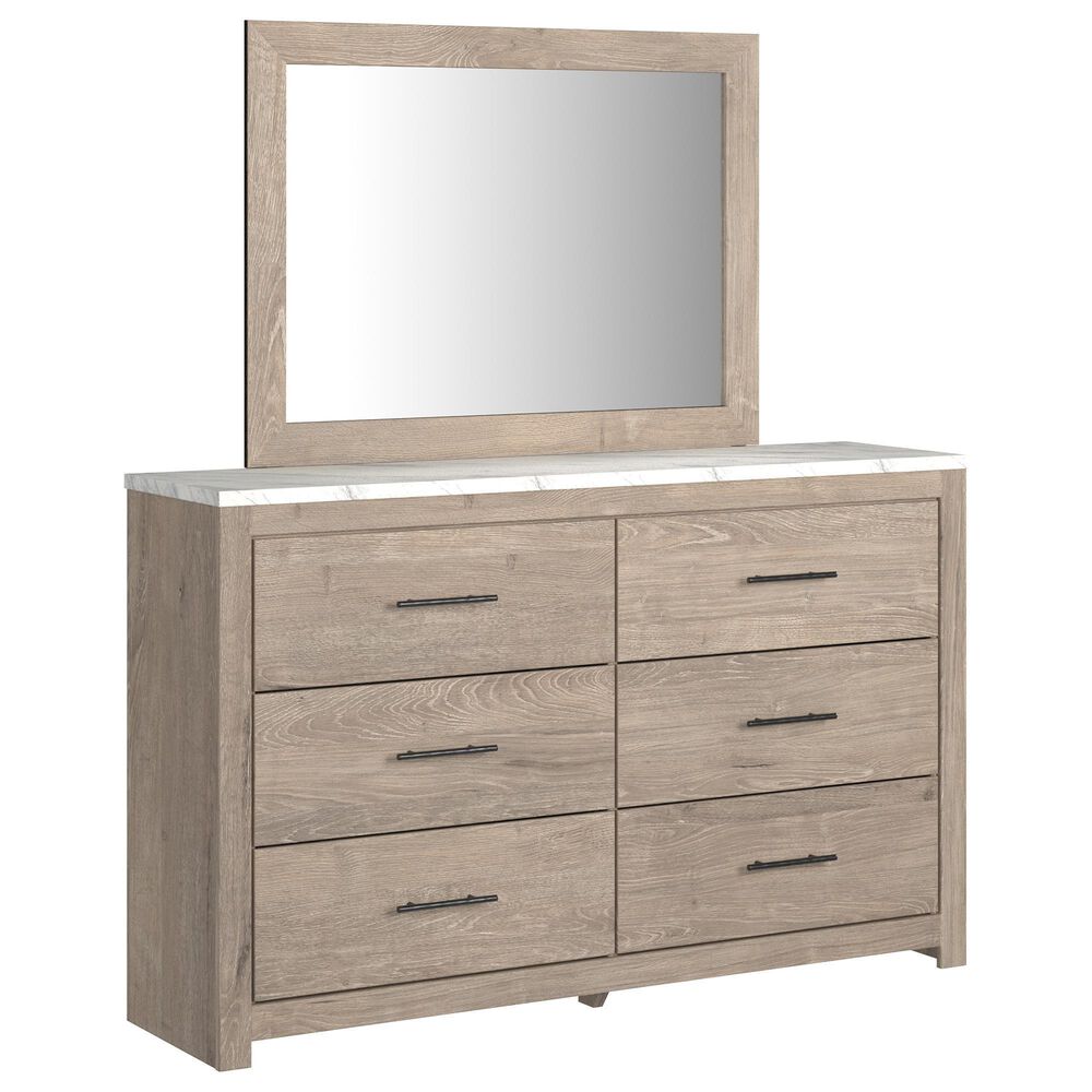 Ashley Senniberg 3-Piece King Panel Bedroom Set in Light Brown and White, , large
