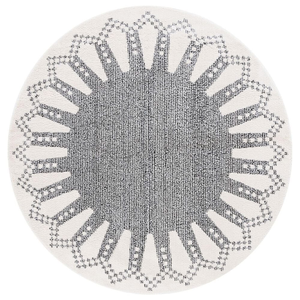 Safavieh Melody MEL106A 6"7" Round Ivory and Black Area Rug, , large