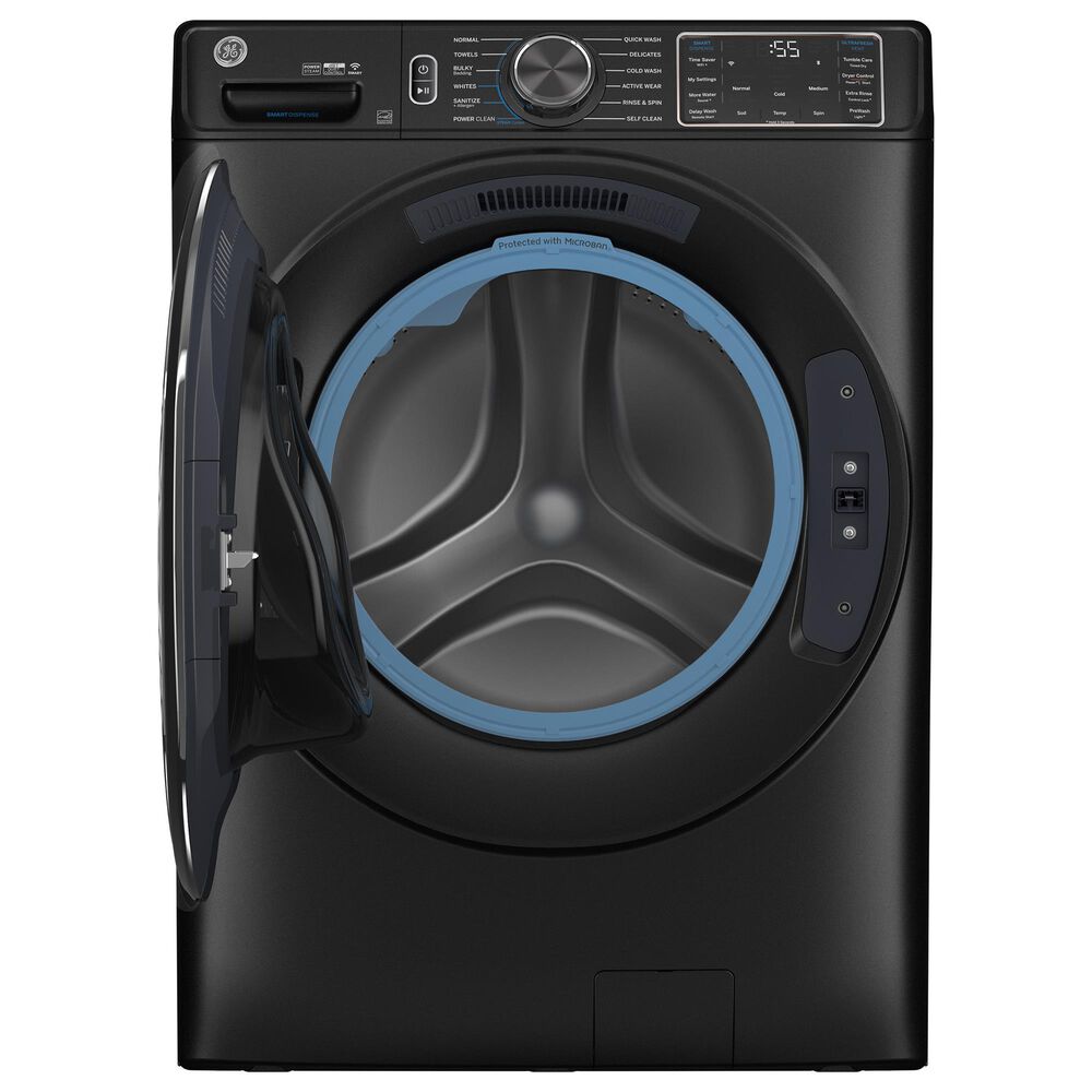 GE Appliances 5 Cu. Ft. Front Load Washer and 7.8 Cu. Ft. Gas Dryer Laundry Pair with 16&quot; Pedestal in Carbon Graphite, , large