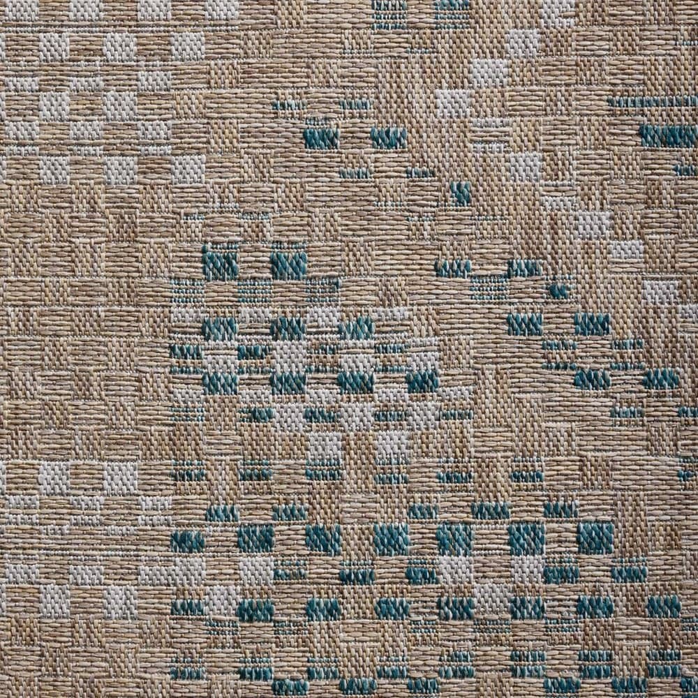 Amber Lewis x Loloi Topanga 5&#39;3&quot; x 7&#39;6&quot; Natural and Aqua Indoor/Outdoor Area Rug, , large