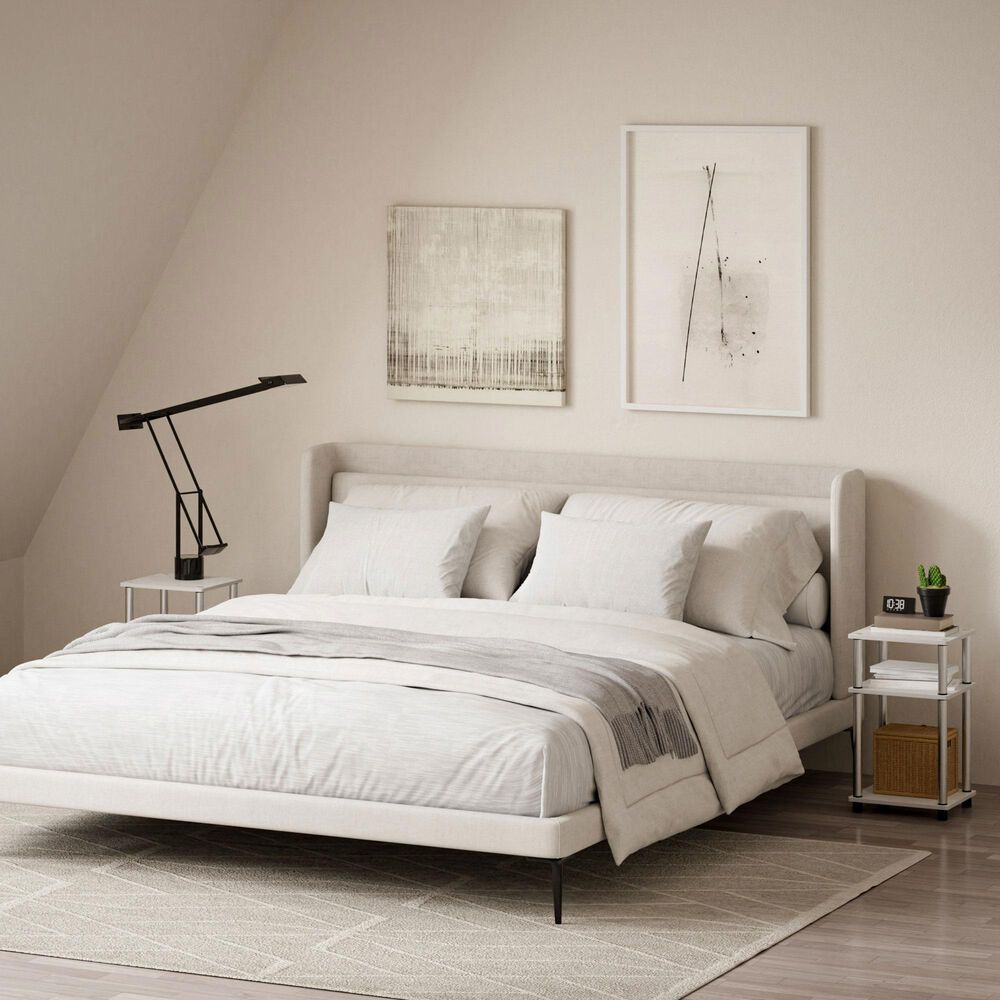 HOMLUX 3-Tier Turn-N-Tube End Table in White Oak and Chrome (Set of 2), , large