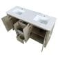 Lexora Home Lafarre 60" Double Bathroom Vanity in Rustic Acacia with 2 cm White Cultured Marble Top and Rectangular Sinks, , large