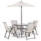 Furniture of America Nuri 6-Piece Outdoor Dining Set with Umbrella in Black, , large
