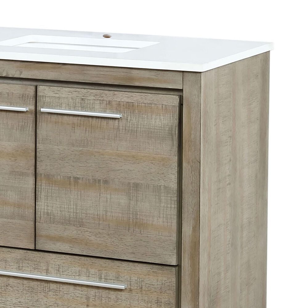 Lexora Home Lafarre 36&quot; Single Bathroom Vanity in Rustic Acacia with 2 cm White Quartz Top and Rectangular Sink, , large