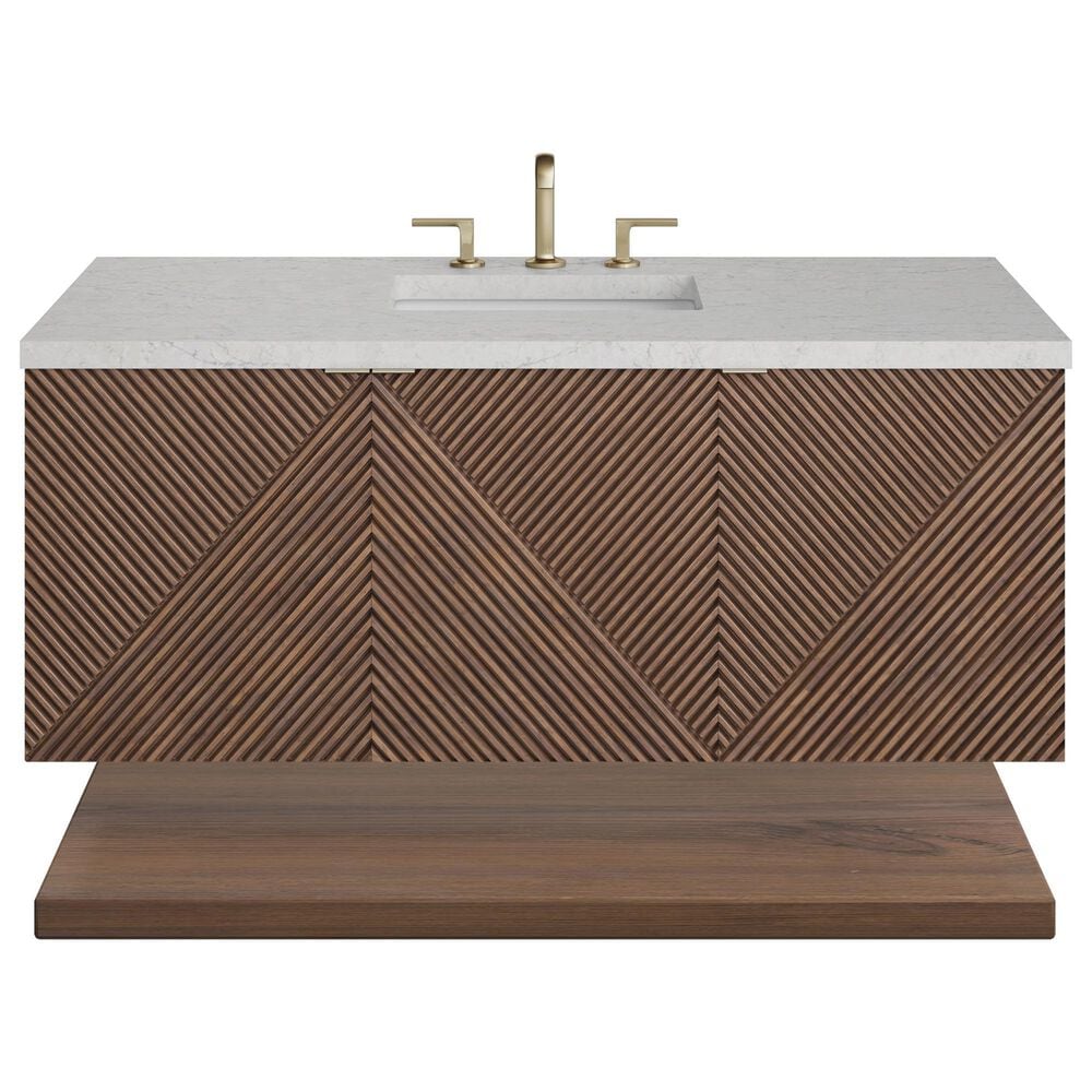 James Martin Vanities Marcello 48&quot; Single Bathroom Vanity in Chestnut with 3 cm Eternal Jasmine Pearl Quartz Top and Rectangular Sink, , large
