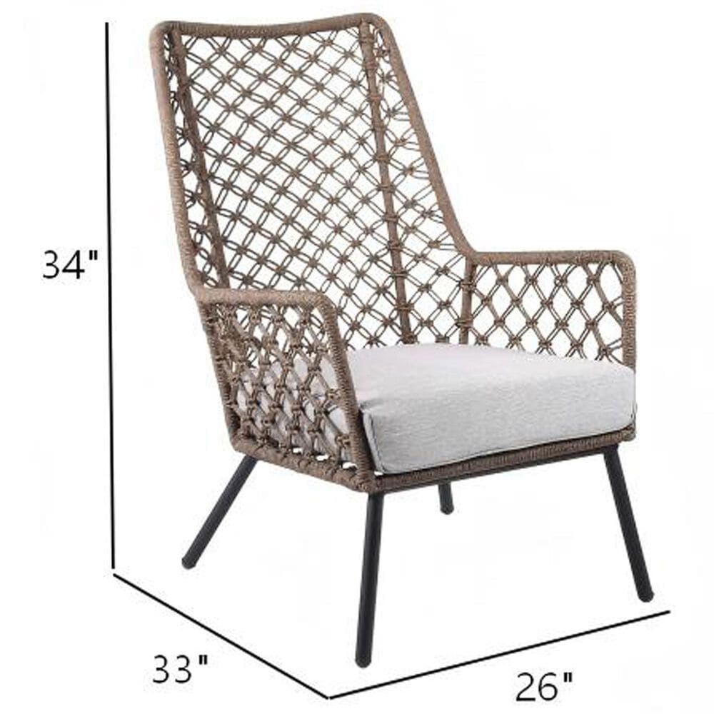 Hearth and Haven MarcoOutdoor Rope Weave Lounge Chair with Steel Frame in Gray, , large