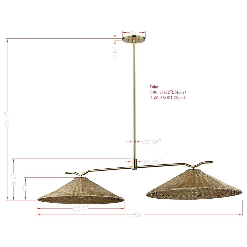 Southern Lighting Kyle 2-Light Chandelier in Gold, , large