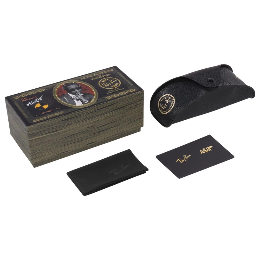 Rayban Glasses A$AP Rocky Sunglasses with Dark Green Lenses in Polished Arista Gold, , large
