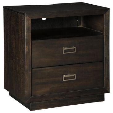 Signature Design by Ashley Hyndell 2-Drawer Nightstand in Dark Brown, , large