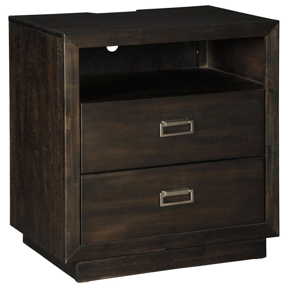 Signature Design by Ashley Hyndell 2-Drawer Nightstand in Dark Brown, , large