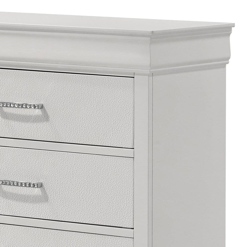 Crown Mark Amalia 6-Drawer Dresser in White, , large