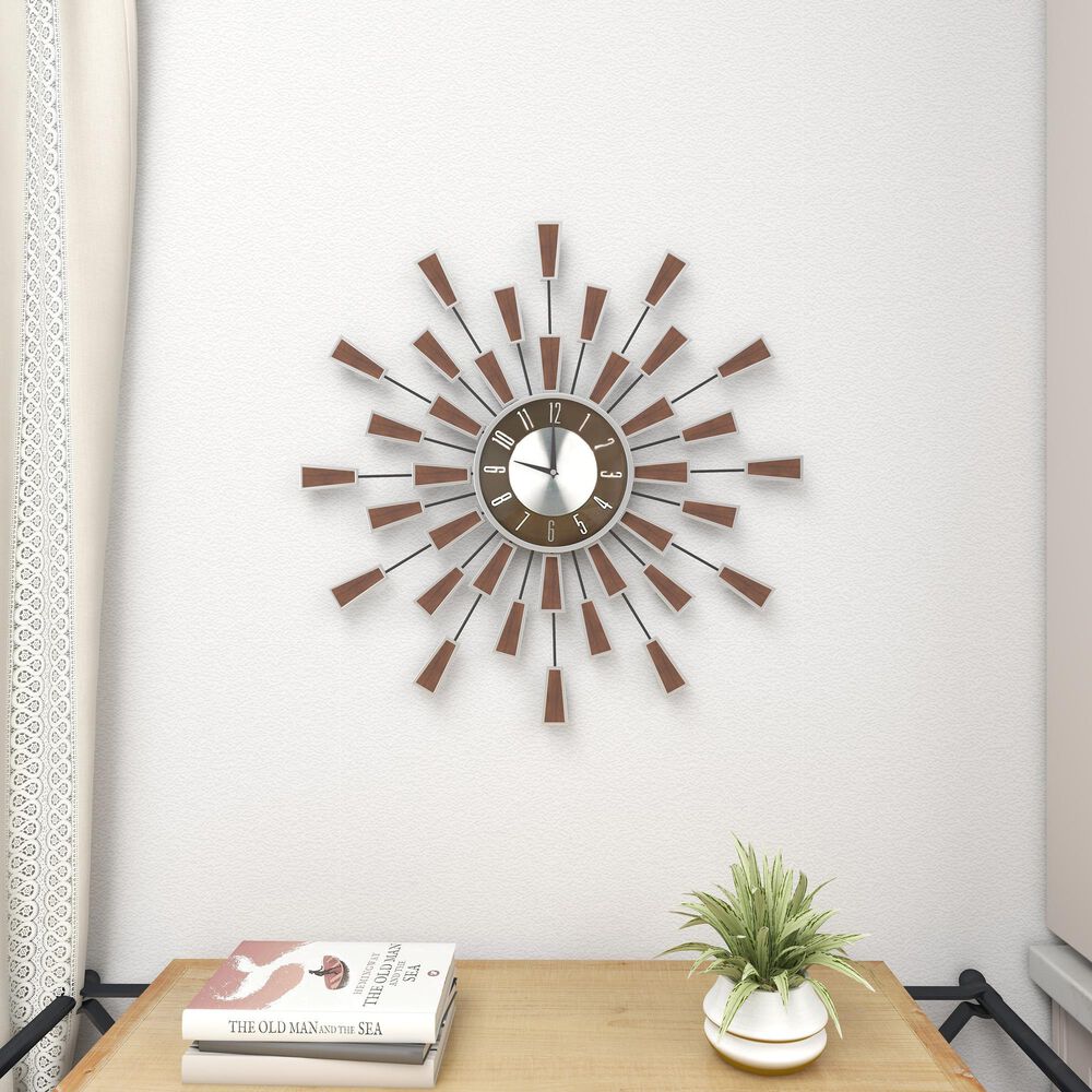 Maple and Jade Wall Clock in Silver and Black, , large