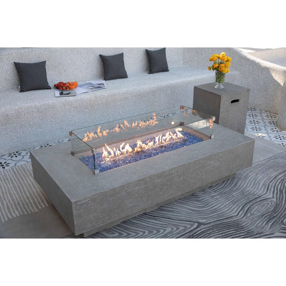 Elementi Fire Riviera Rectangular Propane Fire Pit Table in Light Gray, , large